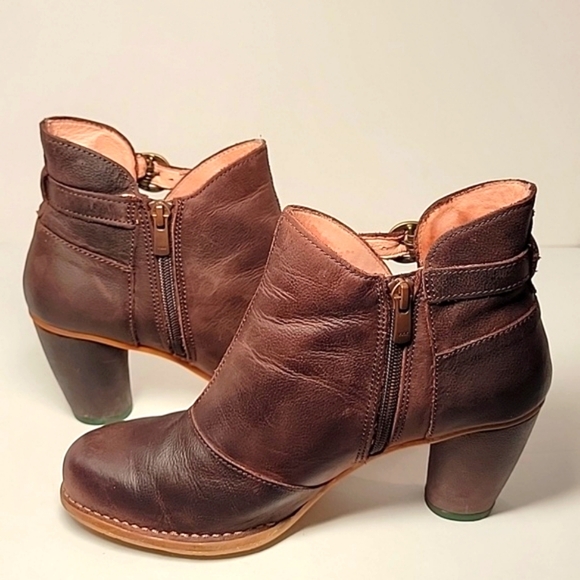 El Naturalista Colibri Bootie Ankle Boots Block Heels Side Zip Brown Leather 40 - Picture 11 of 16
